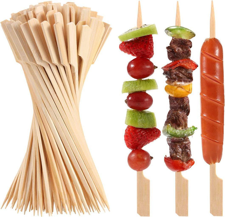 200x Bamboo Paddle Skewers BBQ Sticks Wooden Picks Fruit Kebab Cocktail 18cm