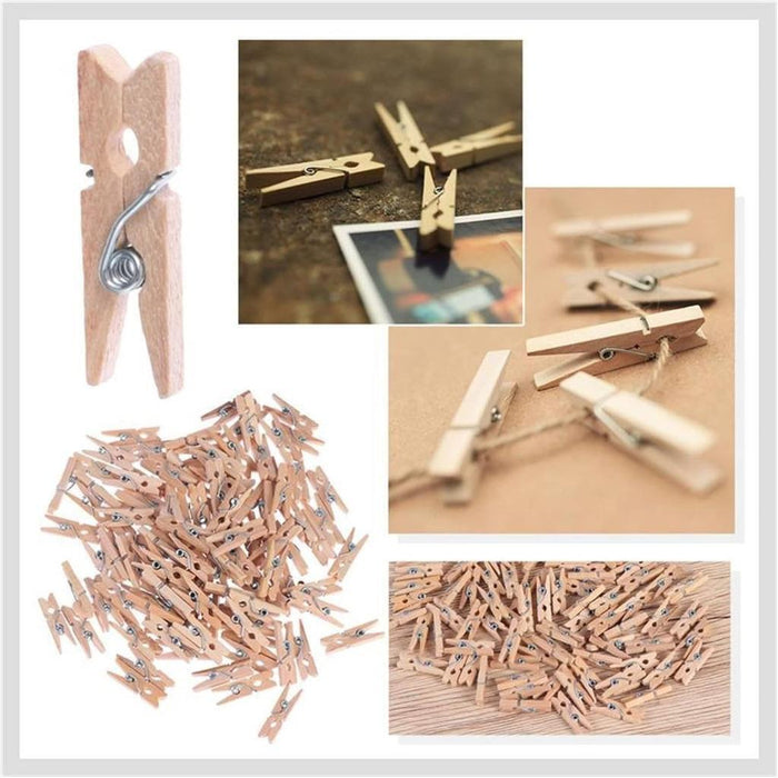 1000x Mini Wooden Pegs Craft Clothespins Natural Wood Photo Clips 2.5 Bulk