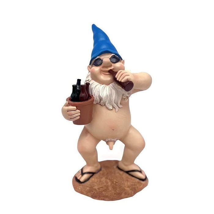 Garden Gnome Naked Nude Gnomes Drinking Beer Naughty Garden Ornament 29cm