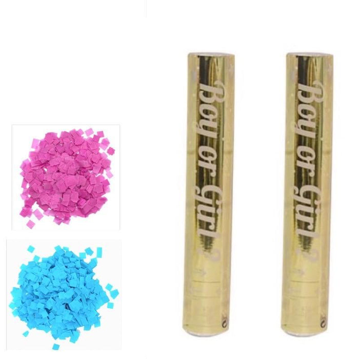 2x Confetti Popper Gender Reveal Cannon Baby Boy Girl Blue Pink Baby Shower