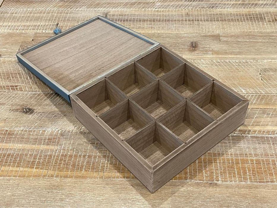 Tea Box Tea Bag Organizer Lotus Design Tea Holder Wooden Tea Chest 9 Compartment