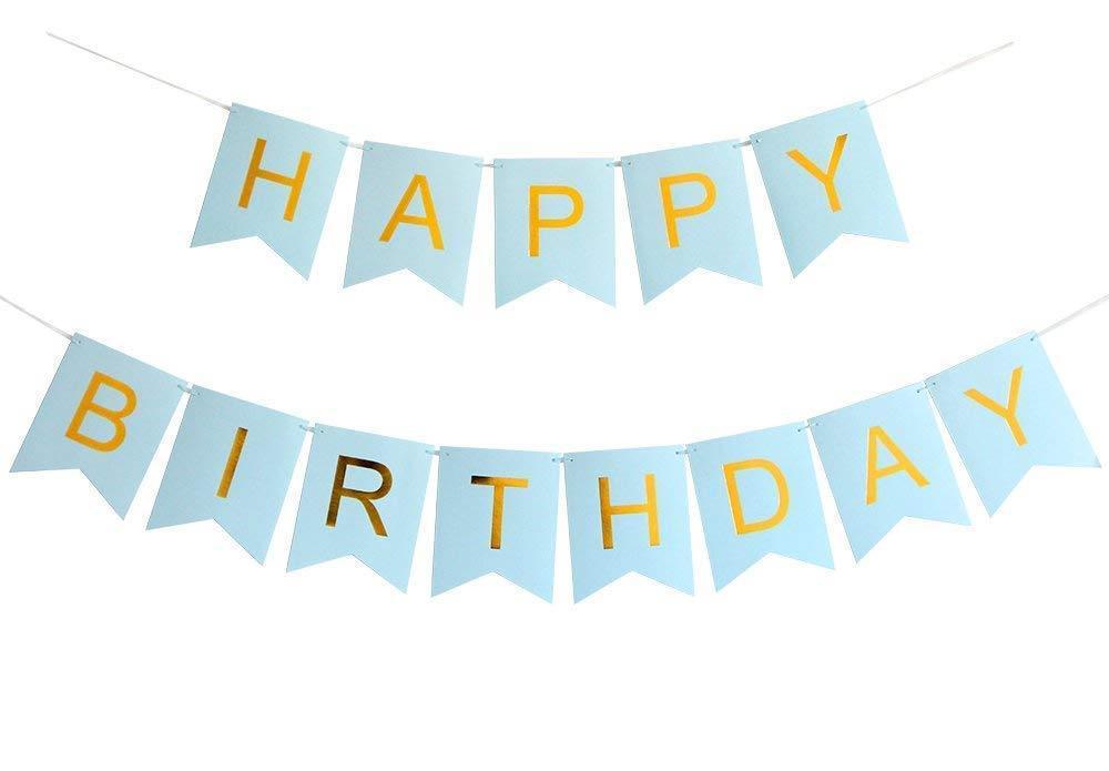 Blue Happy Birthday Decorations Set Birthday Banner Confetti Balloons 23pc Kit