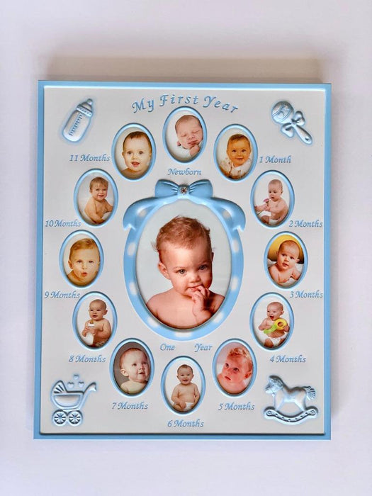 Baby's First Year Picture Photo Frame Keepsake Newborn Baby Shower Boy Girl