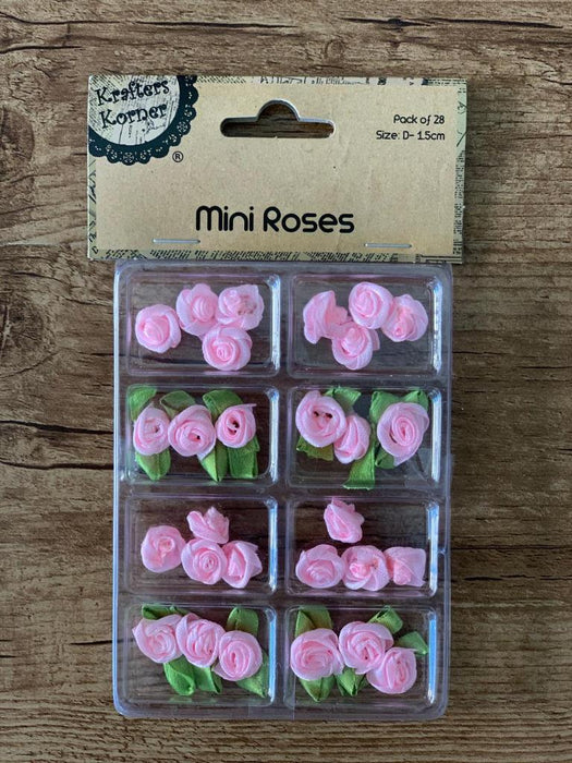 Mini Roses Flowers Ribbon Bows Craft Artificial Wedding Applique Sewing DIY 28pc