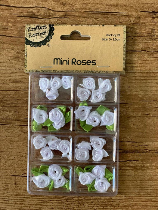 Mini Roses Flowers Ribbon Bows Craft Artificial Wedding Applique Sewing DIY 28pc