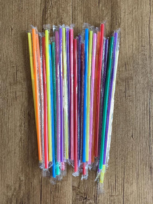 Flexible Plastic Drinking Straws Disposable Bendy Party Fancy Colourful Straws