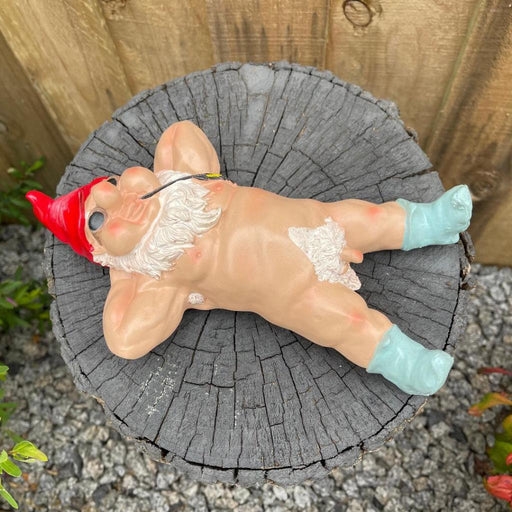 Garden Gnome Naked Nude Gnomes Naughty Laying Down Garden Ornament Statue 25cm