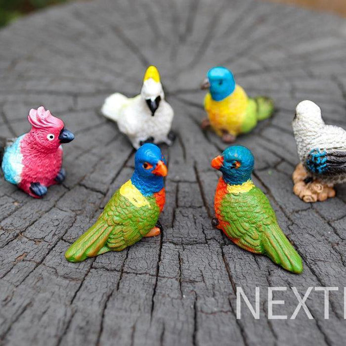 Miniature Birds Figurines Mini Australian Bird Rainbow lorikeet Fairy Garden 6pc