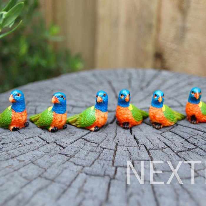 Miniature Birds Figurines Mini Australian Bird Rainbow lorikeet Fairy Garden 6pc