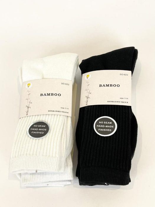 Bamboo Socks Crew Sock Business Work Men s7-11 Black White Pack of 6 pairs