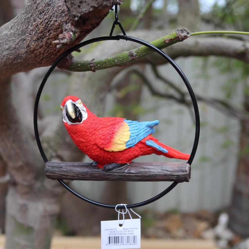 Parrot Lorikeet Bird in Ring Birds Figurine Statue Yard Garden Ornaments Decor
