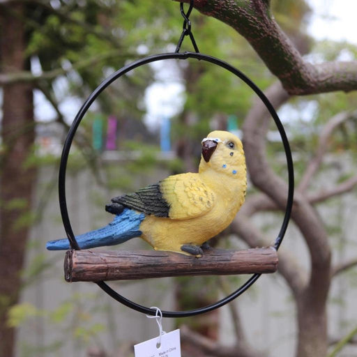 Parrot Lorikeet Bird in Ring Birds Figurine Statue Yard Garden Ornaments Decor