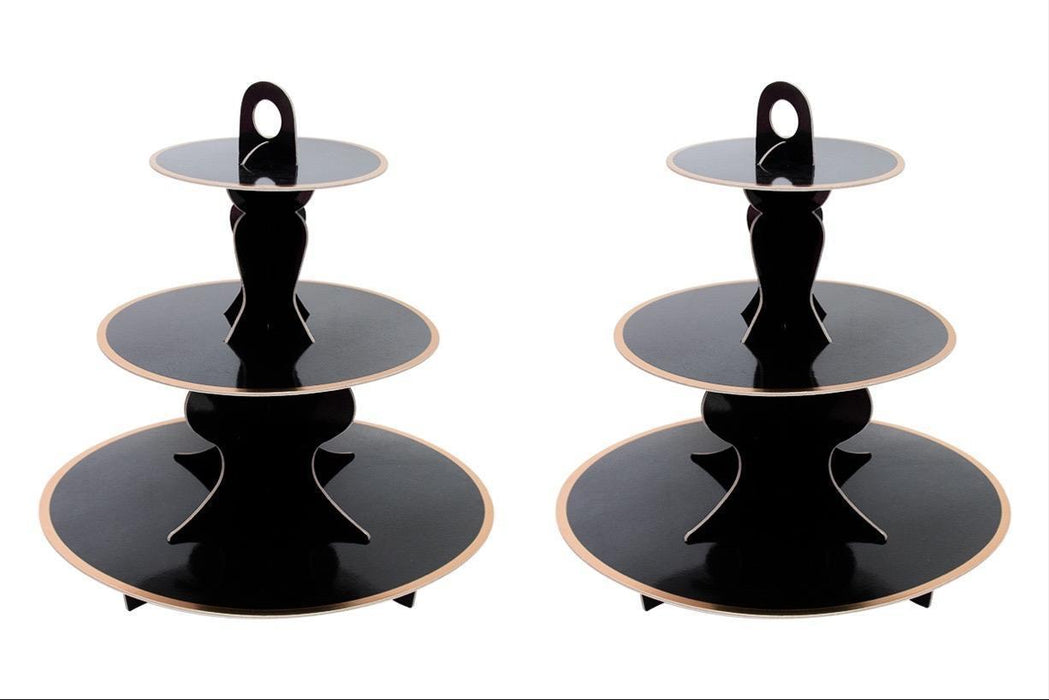 3-Tier Black Cupcake Stand Tower Cake Stand Holder Paper Cardboard Birthday