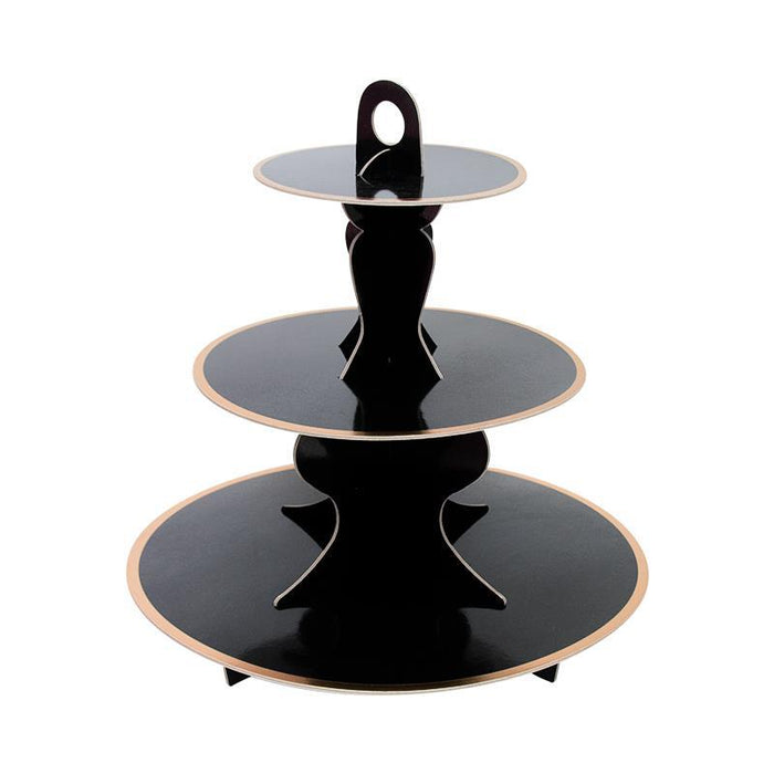 3-Tier Black Cupcake Stand Tower Cake Stand Holder Paper Cardboard Birthday