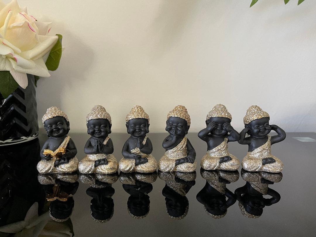 Happy Buddha Statue Wise Monks Home Decor Ornament Figurine 7cm pack of 3 or 6