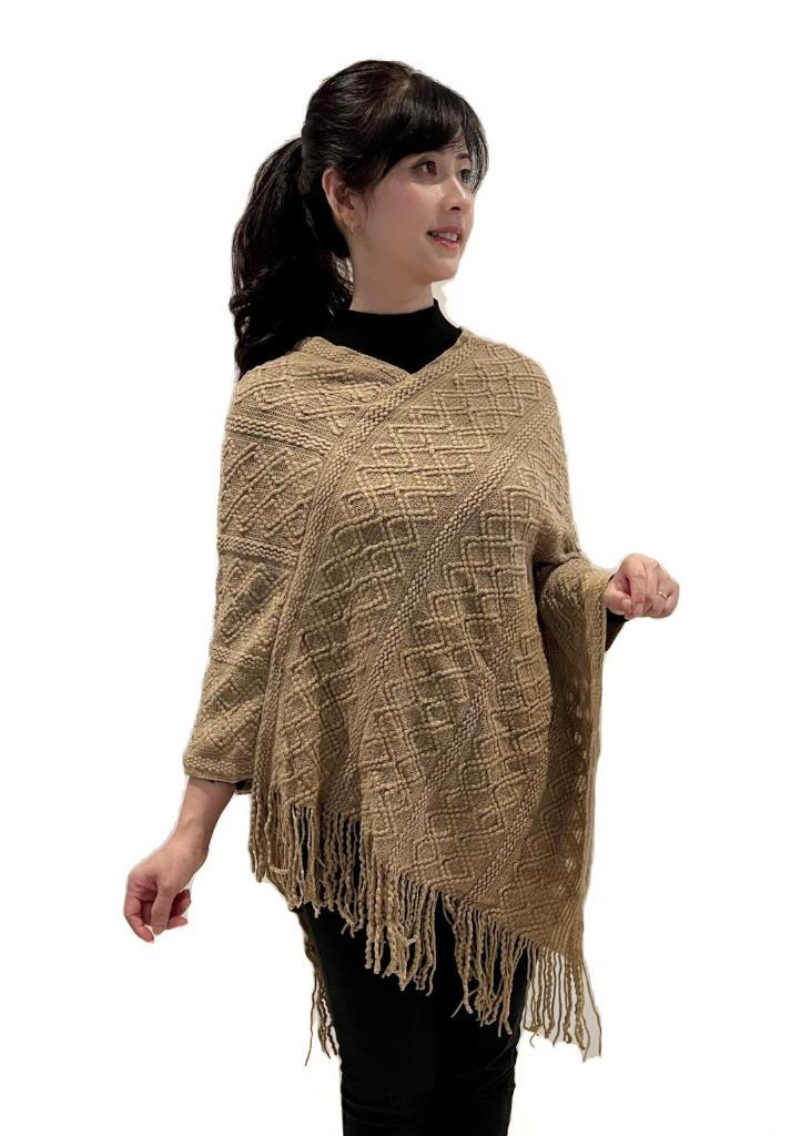 Women Poncho Sweater V Neck Knitted Pullover Ladies Warm Shawls Wraps Capes