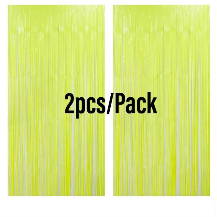 Party Backdrop Foil Curtain Fringe Tinsel Curtains Macaron Plastic Durable 2pcs