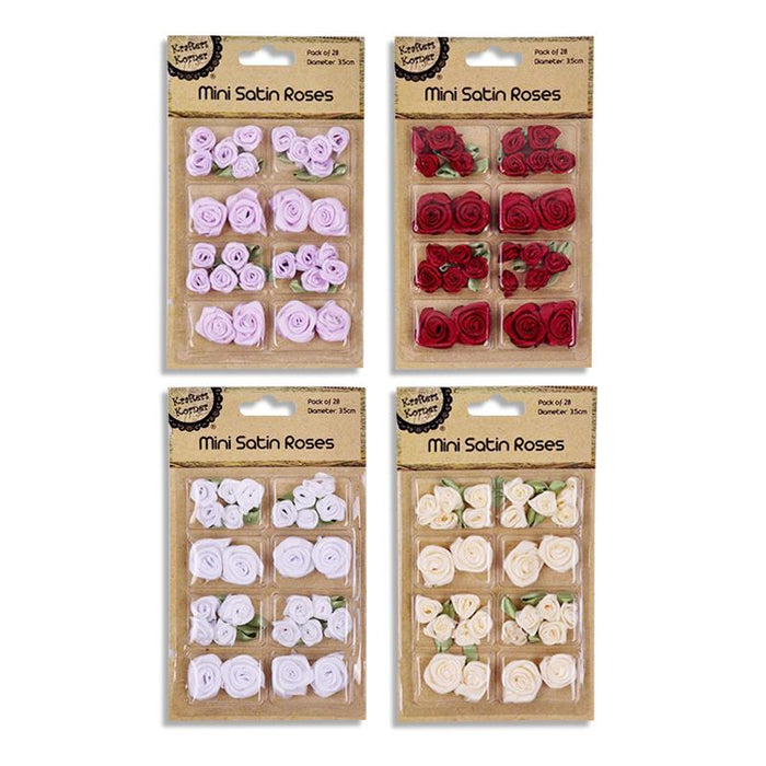 Mini Roses Flowers Ribbon Bows Craft Artificial Wedding Applique Sewing DIY 28pc