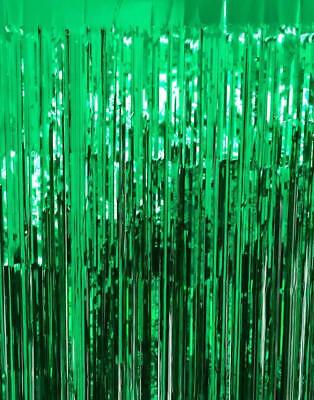 Foil Metallic Fringe Tinsel Curtain Green Backdrop Door Party Decorations