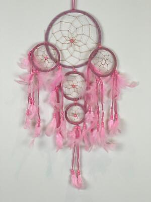 Pink Dream Catcher with Feather Caught Dreams Wall Hanging Ornament 52cm