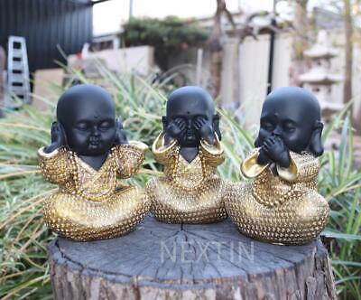 Buddha Statues Wise Monks No Evil See Speak Hear Ornament Figurines Set of 3