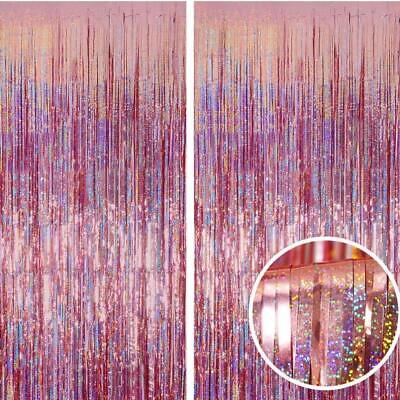 Foil Curtain Rose Gold Sparkle Metallic Fringe Tinsel Backdrop Party Decorations