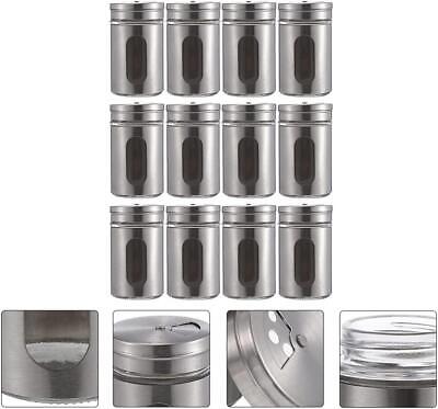 12x Glass Storage Jar with Shaker Lid Seasoning Spice Herb Salt Pepper Jars Bulk