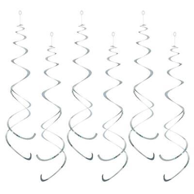 Silver Hanging Swirls Spiral Swirl Party Decorations Foil Ceiling Whirls 12pcs