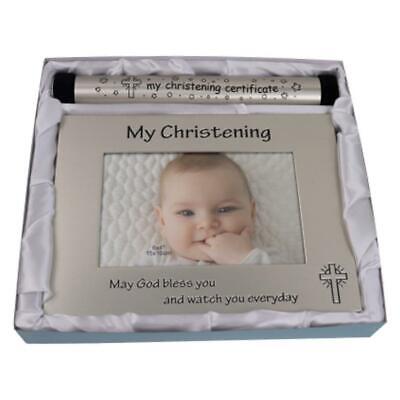 Baby Christening Certificate Holder Keepsake Newborn Baby Shower Photo Gift Set