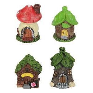 Miniature Fairy Garden House Mini Fairy House Cottage Mushroom House Set of 4