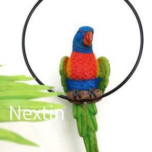 Rainbow Lorikeet Bird in Ring Birds Figurine Statue Garden Ornaments Decor 22cm