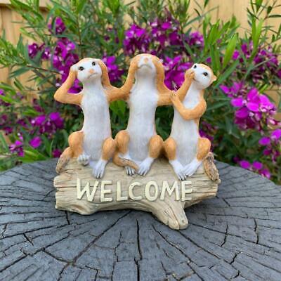 Meerkat Satue Meerkats Welcome Sign Garden Decor Sculptures Outdoor Figurine