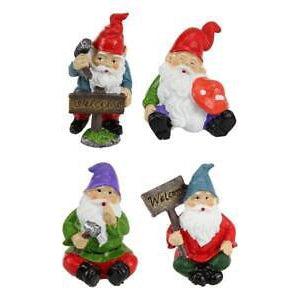 Garden Gnomes Welcome Sign Gnome Statue Figurine Fairy Garden Accessories 4pcs