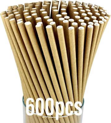 Paper Straws Food Safe Drinking Straw Birthday Party Brown Bulk 600pcs Eco