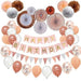 Birthday Decorations Set Rose Gold Paper Fans Garlands Confetti Balloons