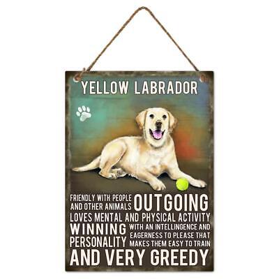 Yellow Labrador Dog Sign Metal Wall Hanging Dogs Sign Colourful Home Decor 27cm