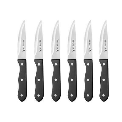 Steak Knife Set Pegasus Deluxe Stainless Steel Blade 6pcs Jumbo Knives Gift Box