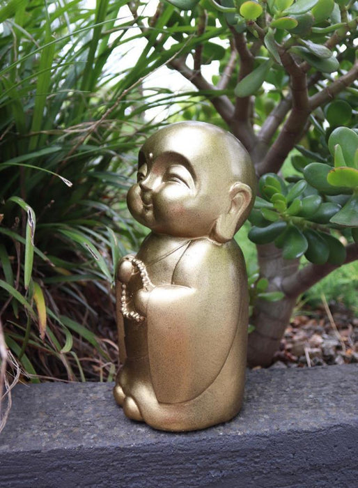 Happy Buddha Statue Lucky Fengshui Gold Monk Home Decor Figurine 25cm