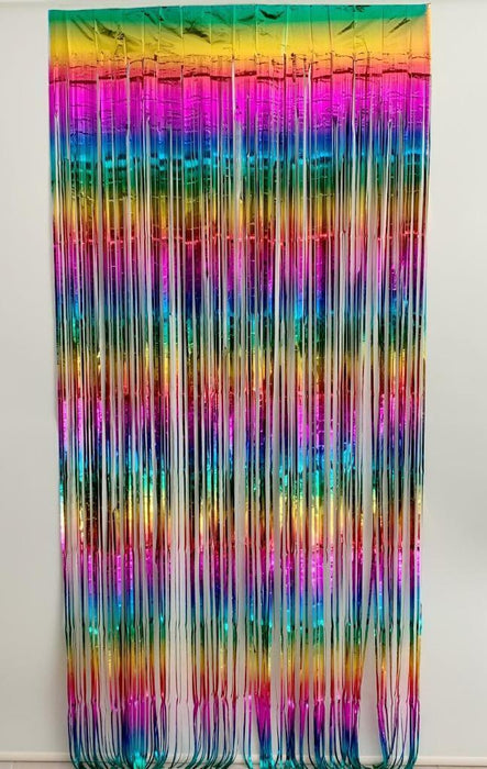 Foil Curtain Metallic Fringe Tinsel Rainbow Backdrop Door Party Decorations