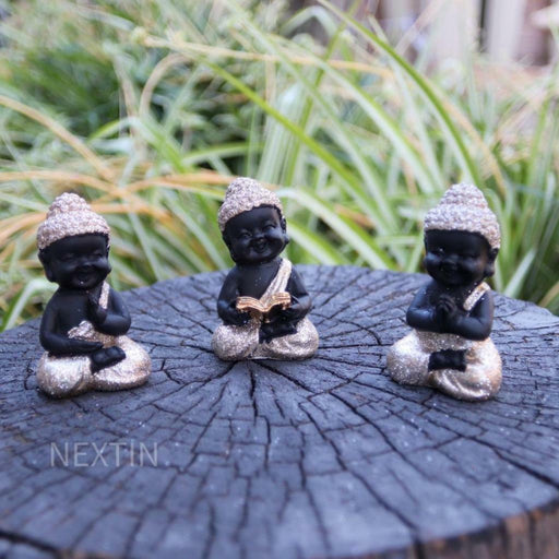 Happy Buddha Statue Wise Monks Home Decor Ornament Figurine 7cm pack of 3 or 6