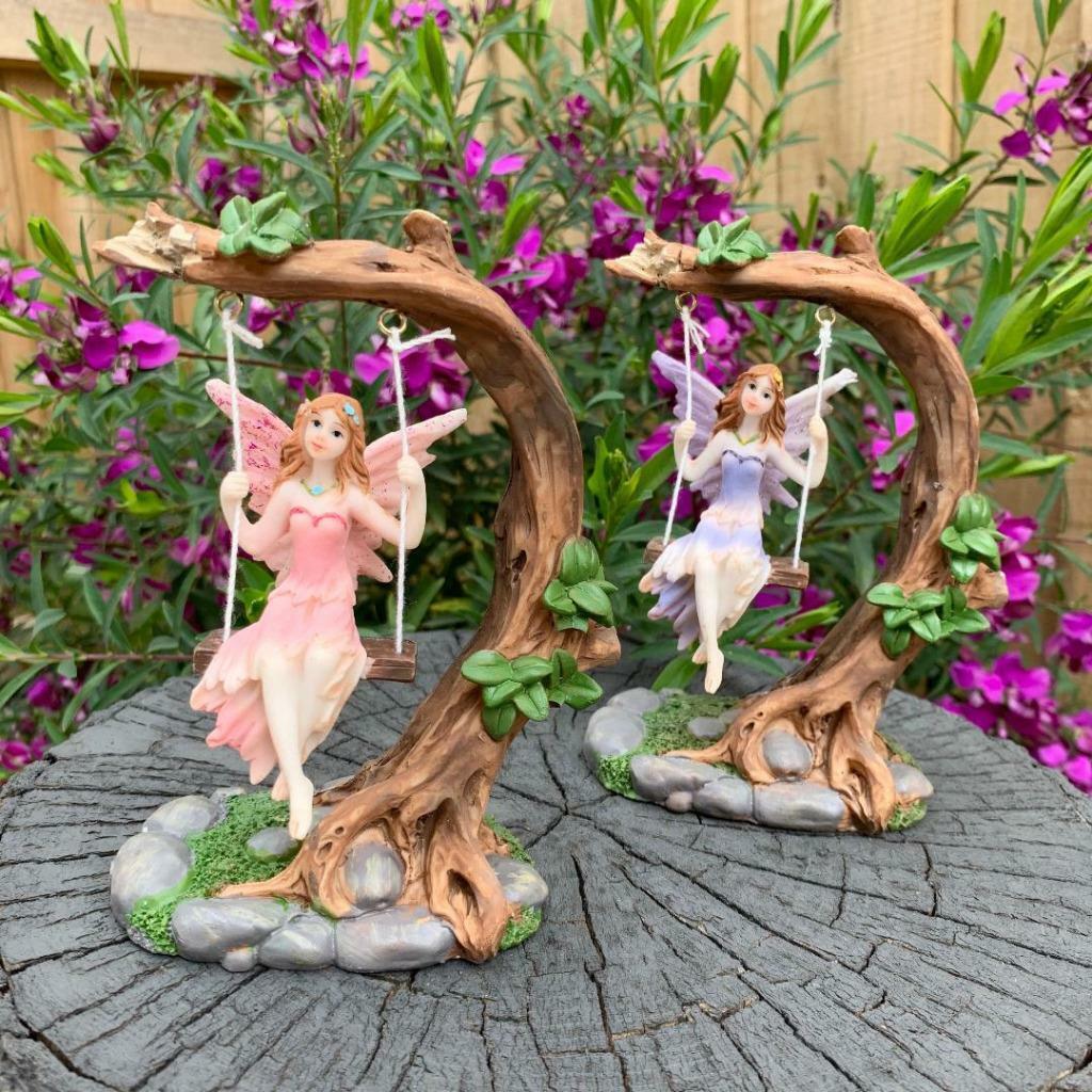 Fairy on Tree Swing Garden Décor Accessories Figurine Fairies Angel Ornaments