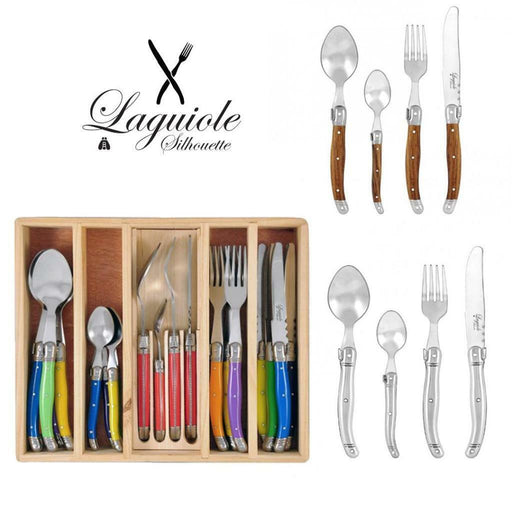 Silhouette Laguiole Cutlery Set 24 pcs Stainless Steel 430 Inox Dinner Bulk Gift