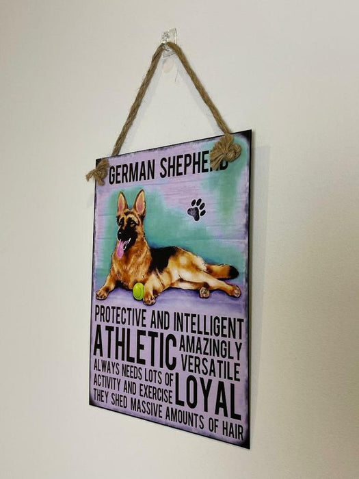 German Shepherd Dog Sign Metal Wall Door Hanging Dogs Sign Home Decor 27cm