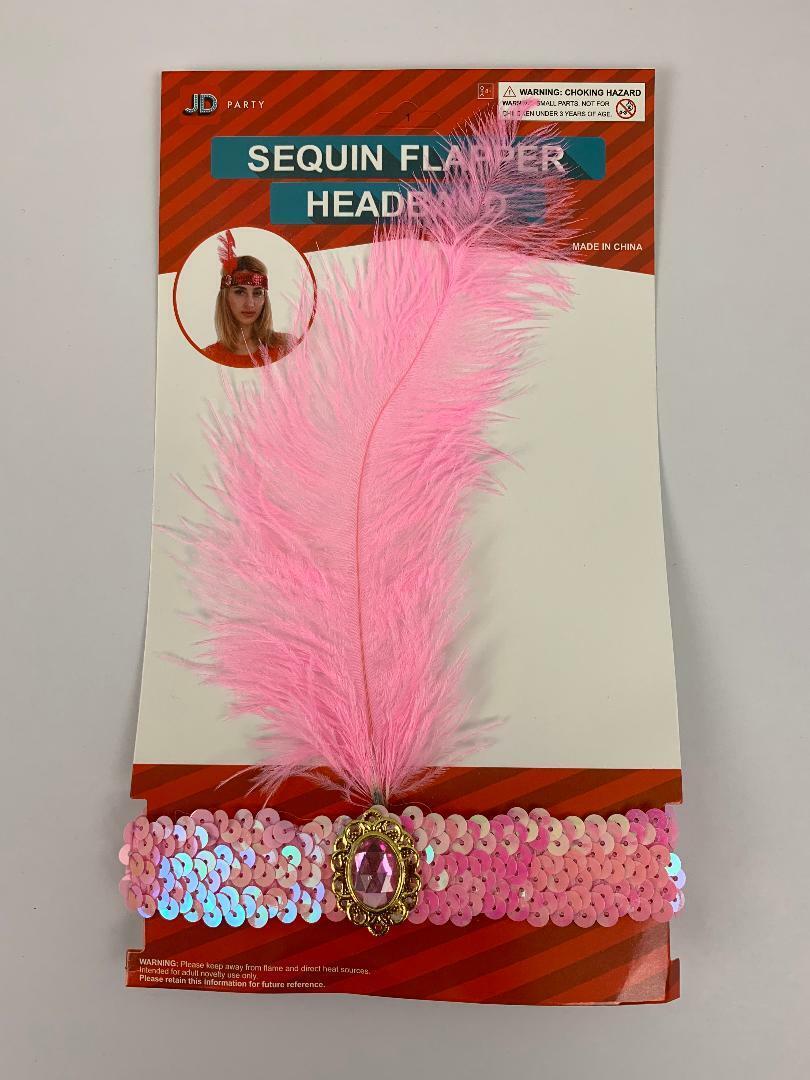 1920s Flapper Headband Sequin 20s Dance Showgirl Gatsby Lady Feather Headpiece - Foto 6