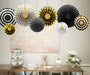 Black Gold Paper Fans Hanging Party Decorations Supplies Bridal Shower Birthday