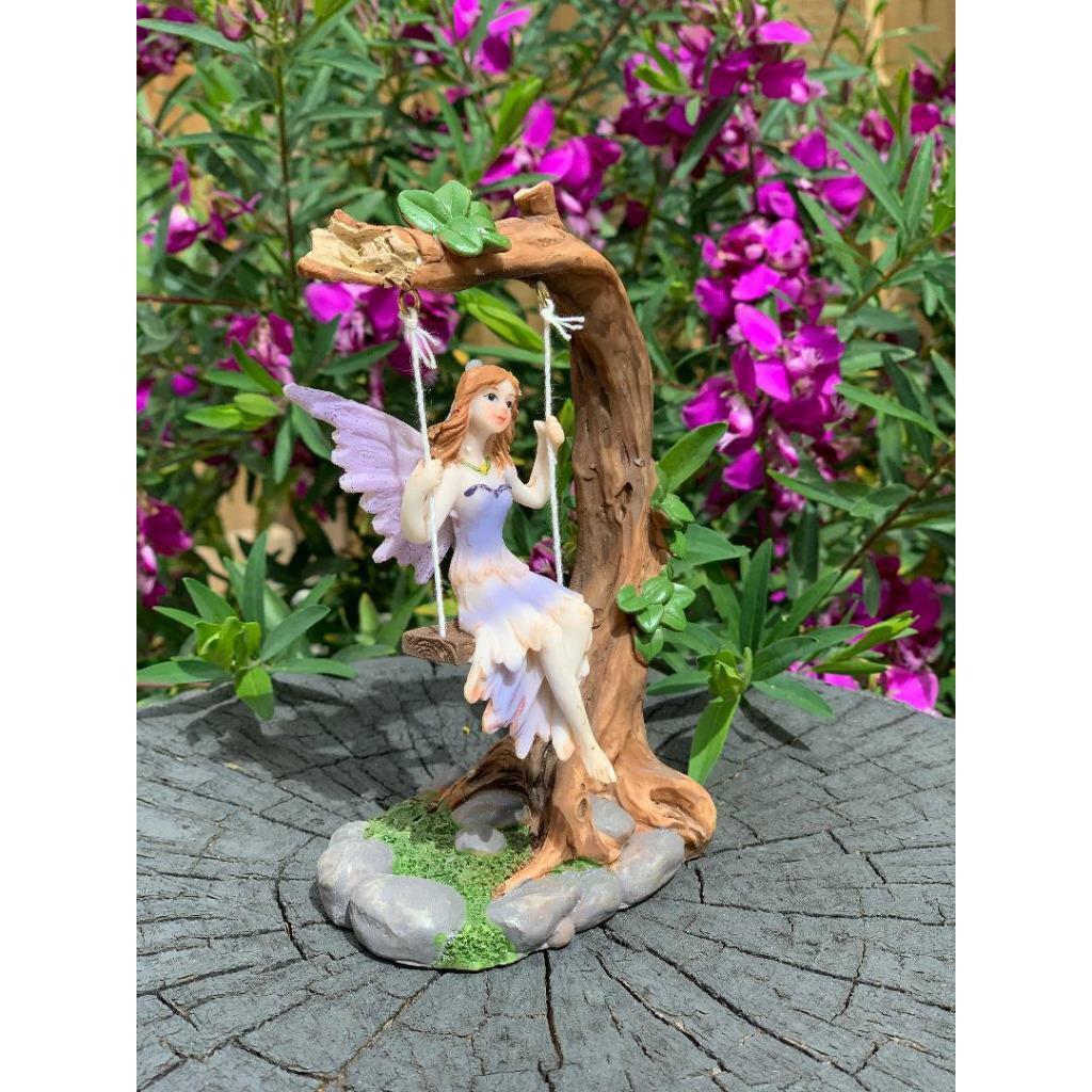 Fairy on Tree Swing Garden Décor Accessories Figurine Fairies Angel Ornaments