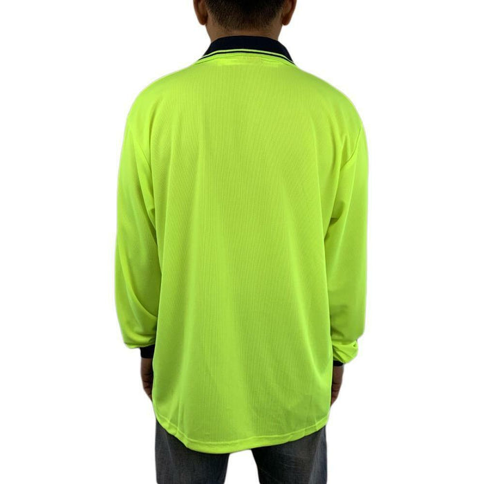 Hi Vis Safety Workwear Shirt Long Sleeve Polo Top Work Safety Yellow & Orange