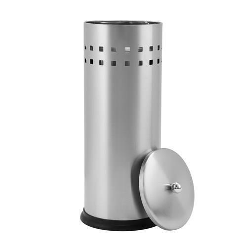 Toilet Brush & Roll Holder Set Stainless Steel Bathroom Cleaning 3pc Set Silver