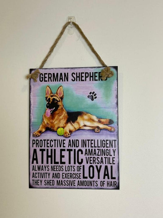 German Shepherd Dog Sign Metal Wall Door Hanging Dogs Sign Home Decor 27cm