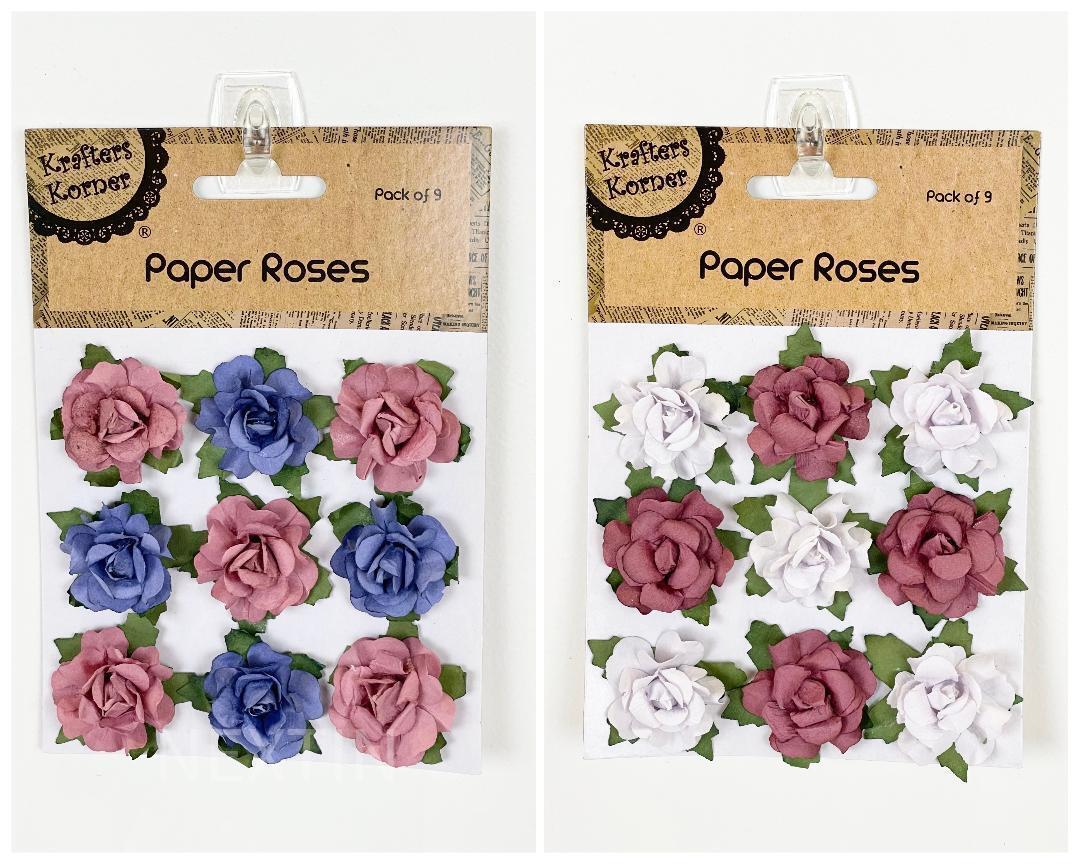 Mini Roses with Stem Paper Flowers Craft Artificial Rose Hairpins Bridal Wedding
